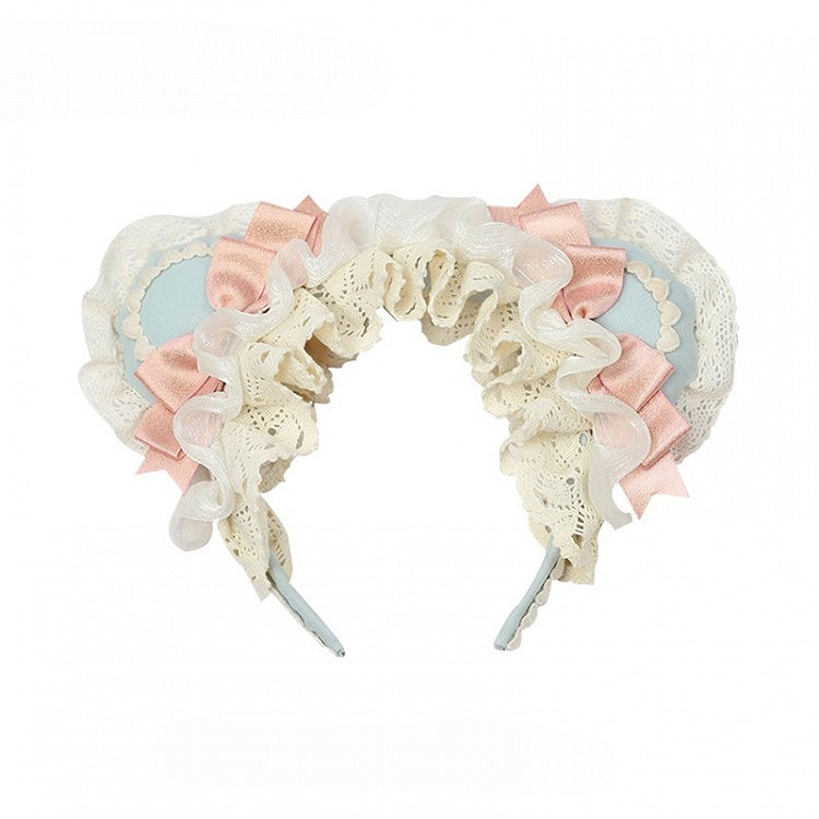 Lace Ear and Details Sweet with KC Lolita Pink/Green/Brown Bear Bow