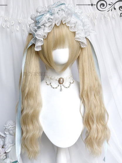 With Ponytails Wavy Two + Blonde Clips Shirt Claw Bangs Wigs
