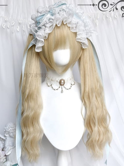 Two Bangs Claw Wigs Clips With Wavy Blonde + Ponytails Shirt