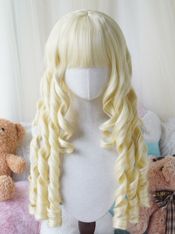 Light Blonde/Blonde/Dark Brown/Black Long Roman Curly Wig With Full Bangs