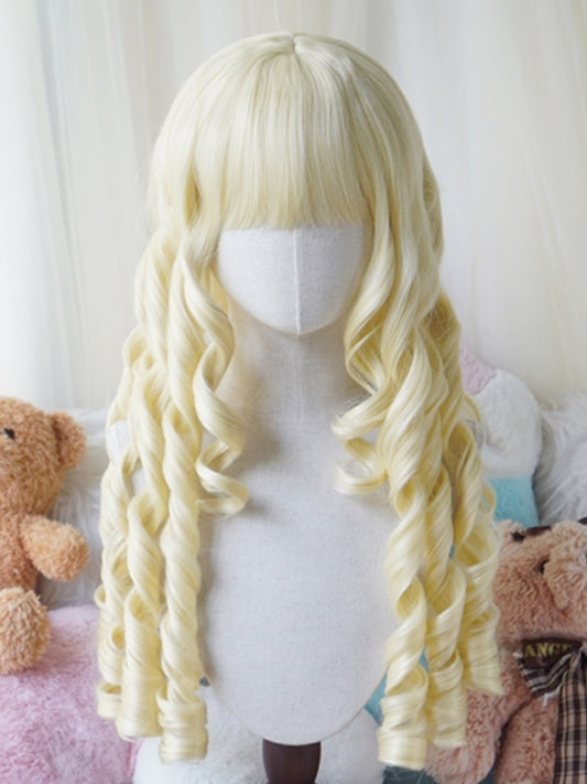 Light Blonde/Blonde/Dark Brown/Black Long Roman Curly Wig With Full Bangs