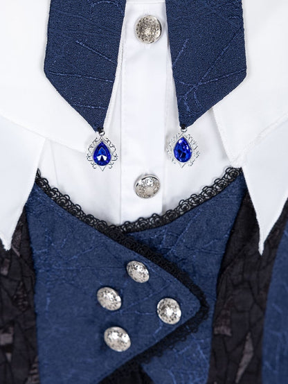 Coat Dark Gothic Pieces Ouji Set Prince Three Lolita Blue White +