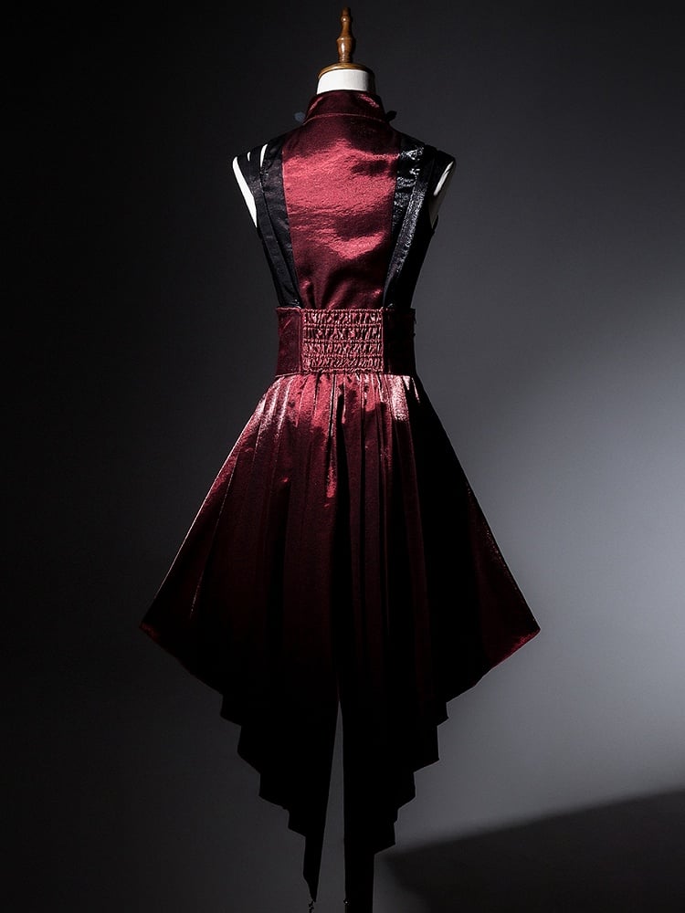 Skirt with Lolita Corset Straps Red Idol High Black Punk Belt and Waist Cascading Ruffle