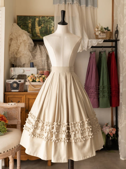 Creamy White Ruffle Trimming Classic Lolita Skirt