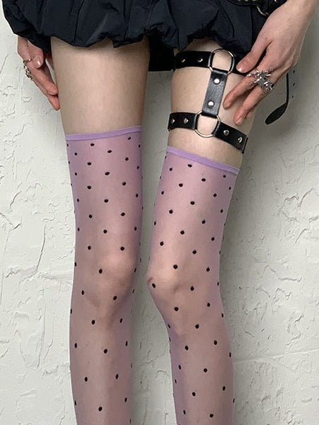 Options 7 Pattern Polka-dot Y2K Overknee Stockings