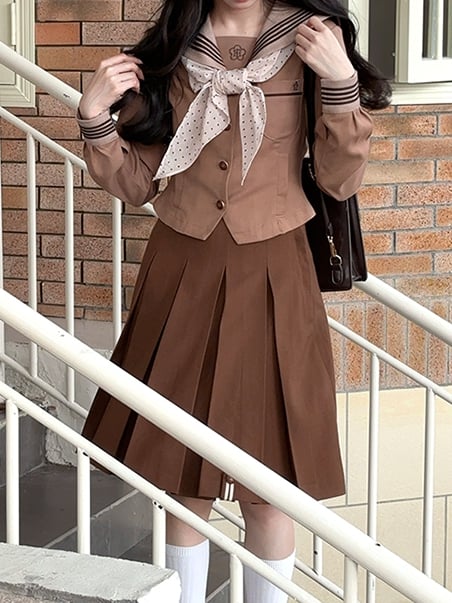 Skirt JK Brown Uniform Box Pleat