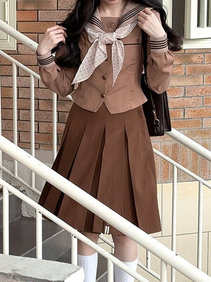Skirt JK Brown Uniform Box Pleat