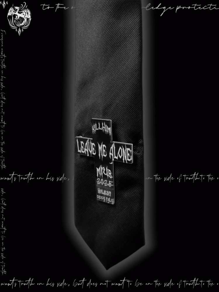 Tie Y2K Black Punk Cross Applique