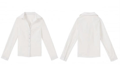 White Slim Fit Long Sleeves Shirt with Free Tie