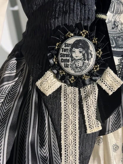 Full Lolita Circus Sleeves Black Set- Vibes Sweet and Puff White