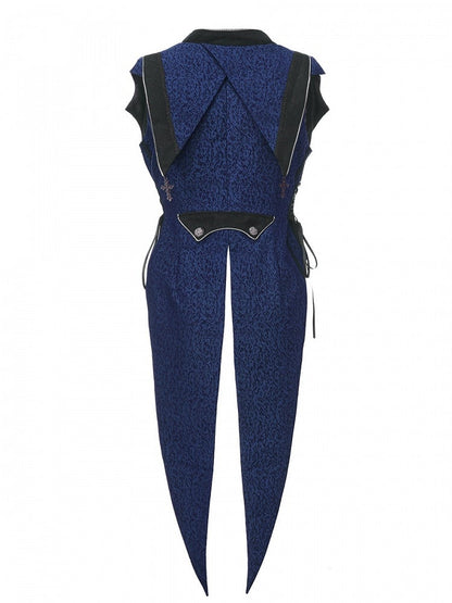Stil Elegant Charms Ouji mit Kreuz Weste Blau Dunkel Lolita Split-Tail Prince