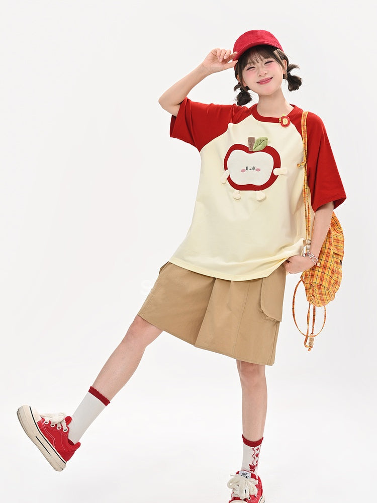 Shorts Khaki Elastic Waist Straight-Leg Cargo