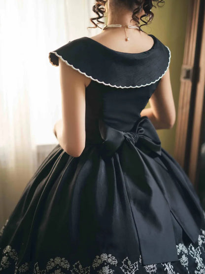 Lily Embroidery Dress Beige Lolita Valley of Black Classic the