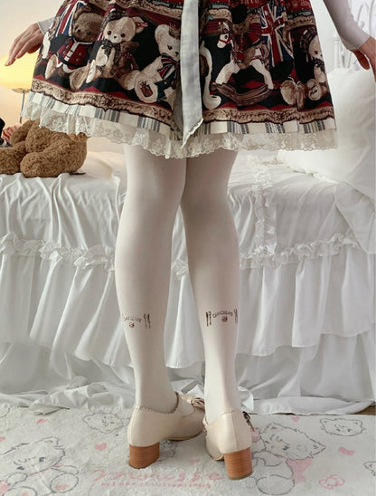 Beige Chocolate Print Sweet Lolita Tights