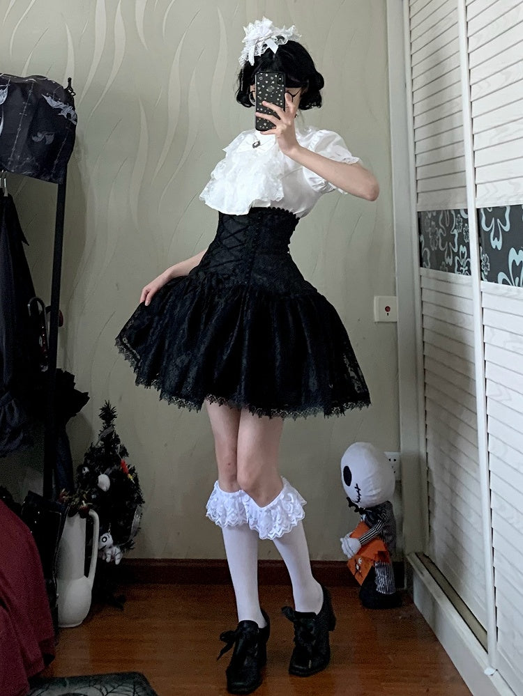 Waist Super High Under Skirt Short Lolita Version Bust Gothic Black