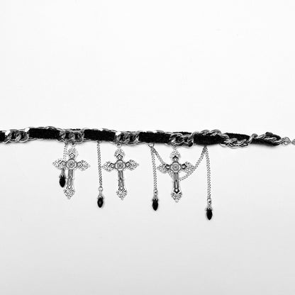 Black Goth Gorgeous Cross Choker