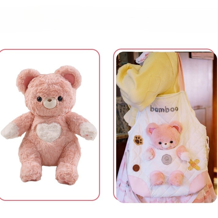 Bag WhitePink With 3 Detachable Plushie Cut-out Design Options Crossbody