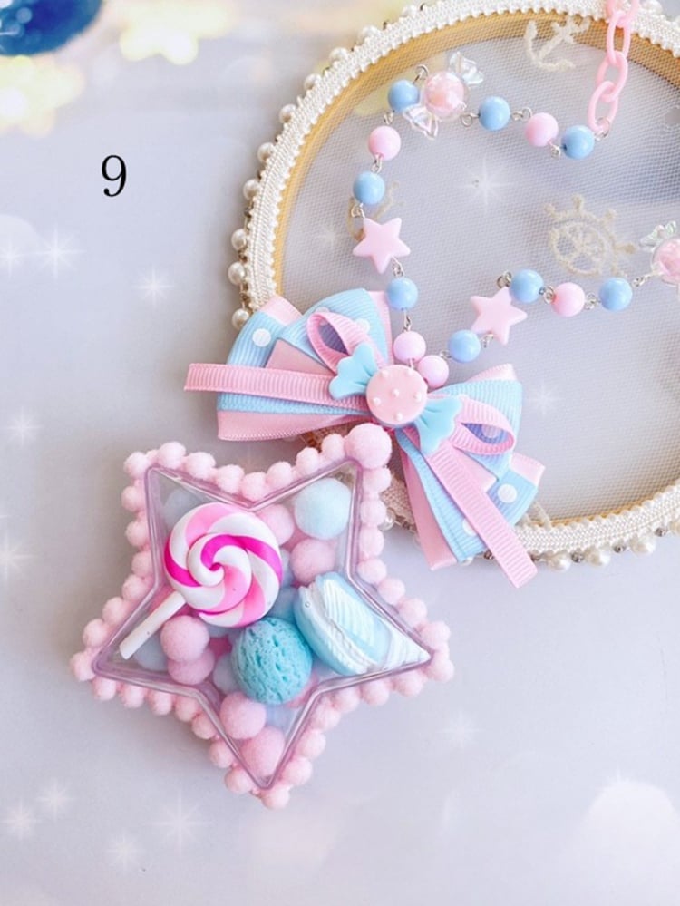 Star Bowknot and Bead Decora Necklace