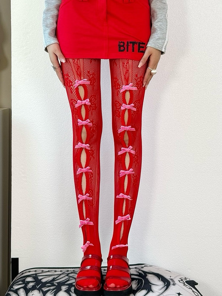 Design Y2K Options Tights Color Cut-out Bowknot 4 Details