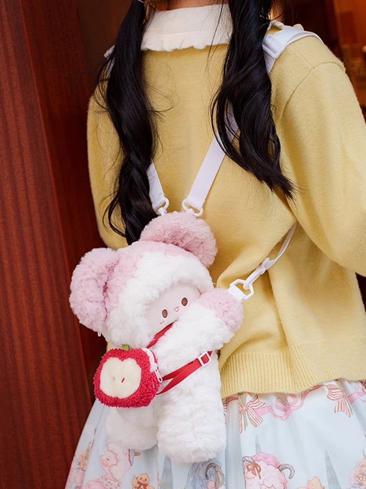 Plush Options Backpack WhitePink Mouse + Backpack/Crossbody Keychain 2 Bag Size Small/Middle Cute