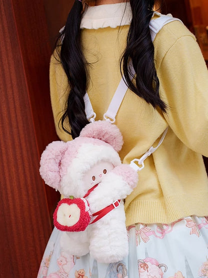 Plush Options Backpack WhitePink Mouse + Backpack/Crossbody Keychain 2 Bag Size Small/Middle Cute
