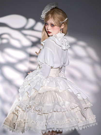 Overlay Handkerchief Shiro Jacquard White Gothic Skirt Lolita