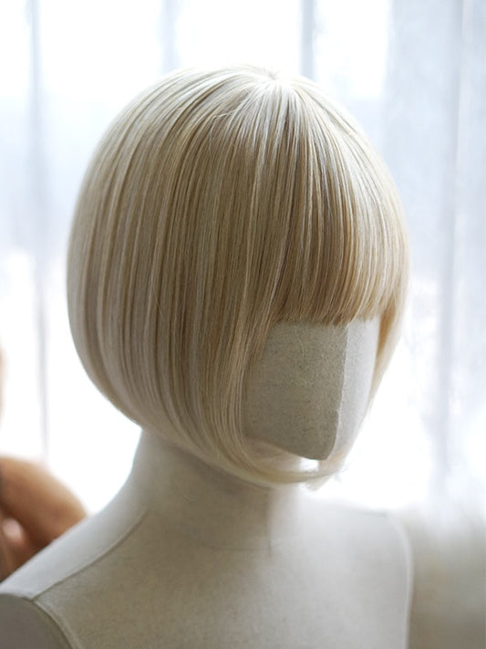 Light Blonde Bob Cut Short Straight Wig With Bangs