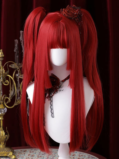 Red Hime Cut Long Straight Synthetic Wig