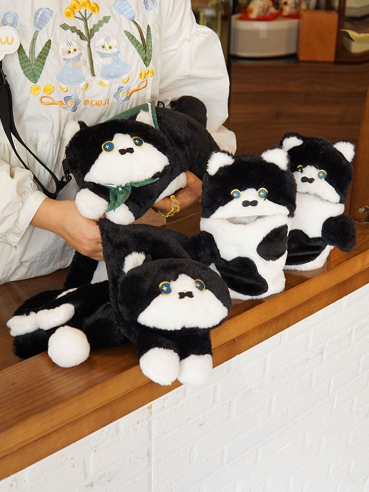 Black Cute Cat-shaped Plush Crossbody Bag