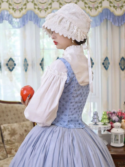 Historical Costume Light Blue Boned Corset Set