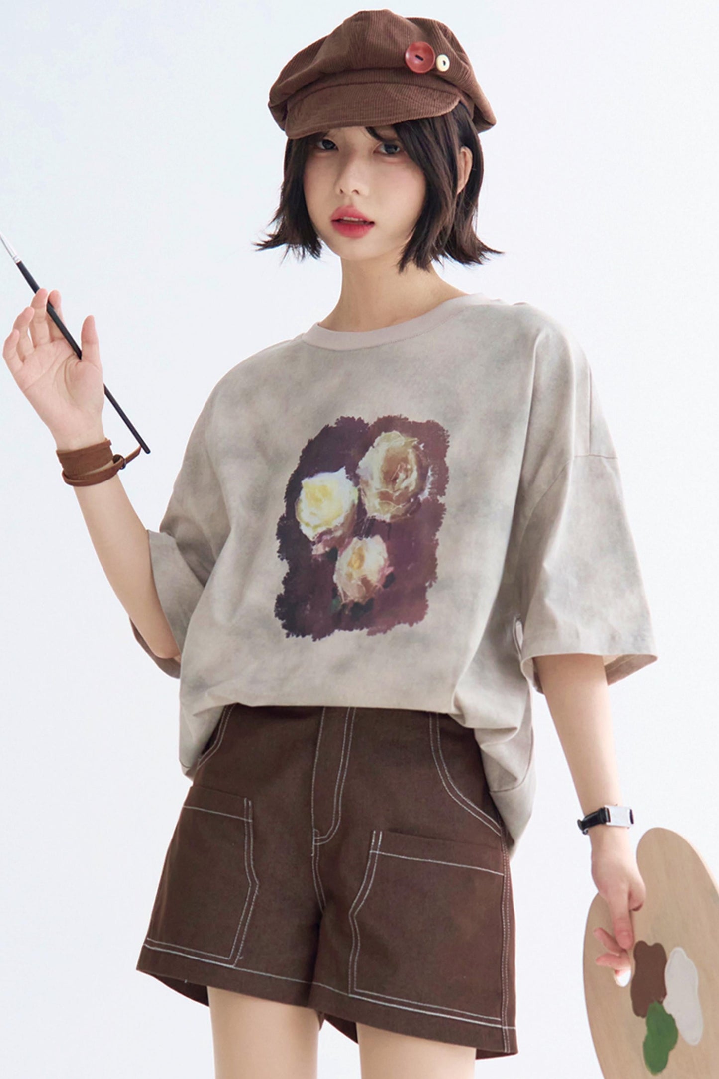 Rose T-Shirt Tie-Dye Print