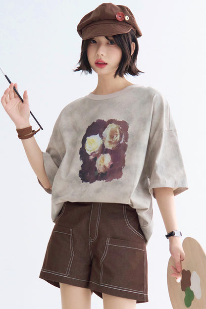 Rose T-Shirt Tie-Dye Print