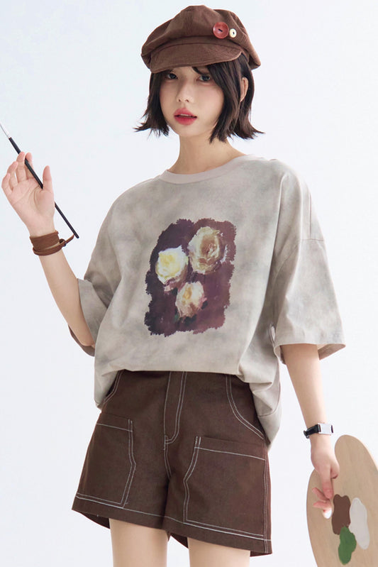 Rose T-Shirt Tie-Dye Print