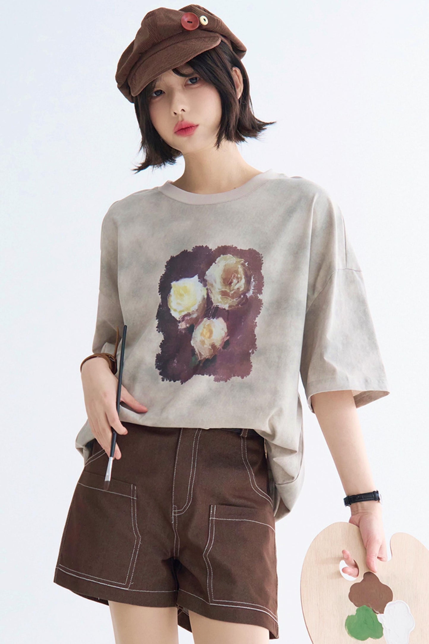 Rose T-Shirt Tie-Dye Print