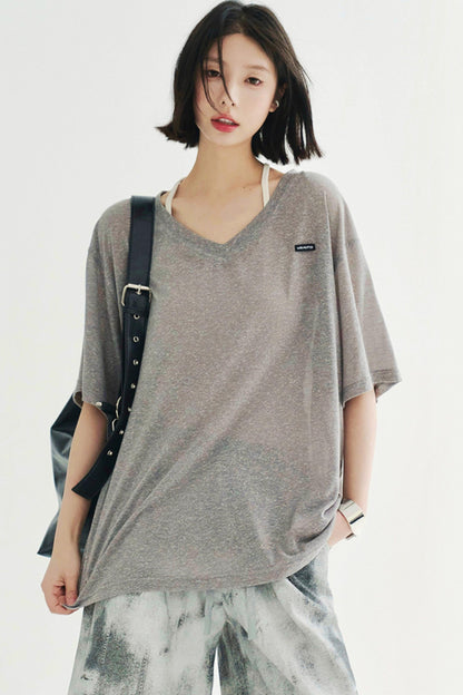 Lightweight Sheer V-Neck T-Shirt