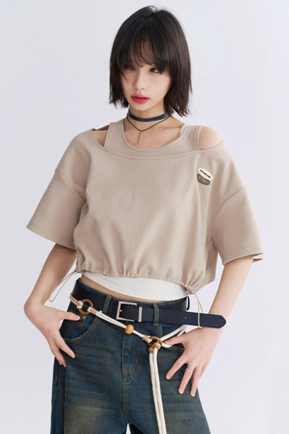 Drawstring T-shirt Faux