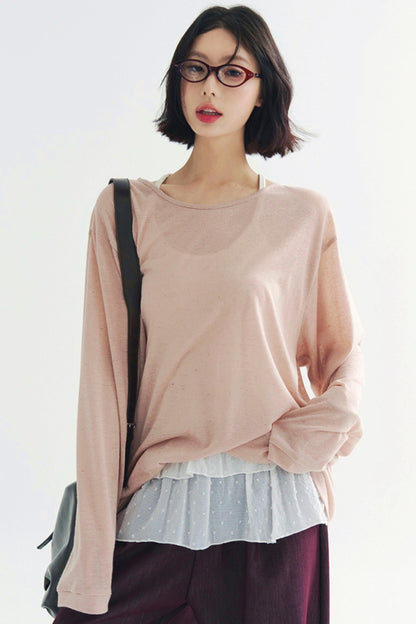 Lightweight Sheer V-Neck T-Shirt