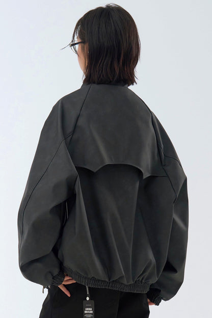 Retro Stand Leather Collar Jacket