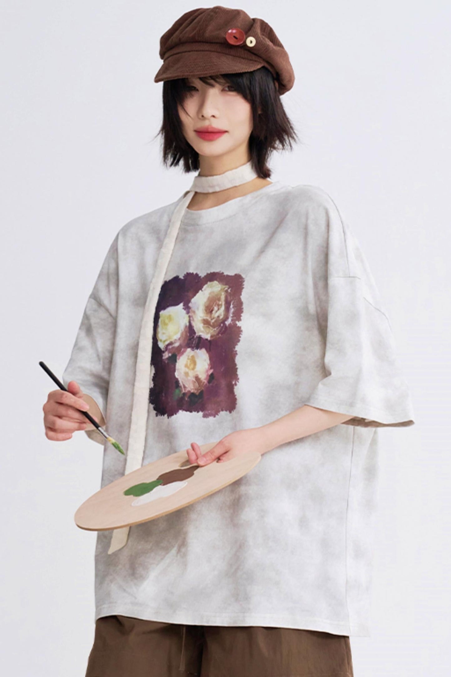 Rose T-Shirt Tie-Dye Print