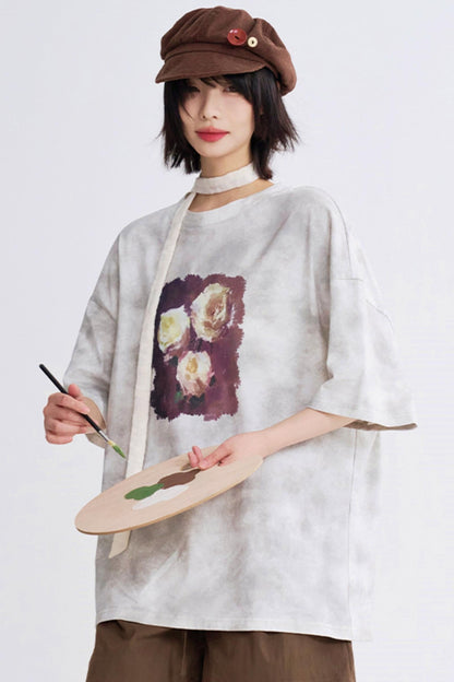 Rose T-Shirt Tie-Dye Print
