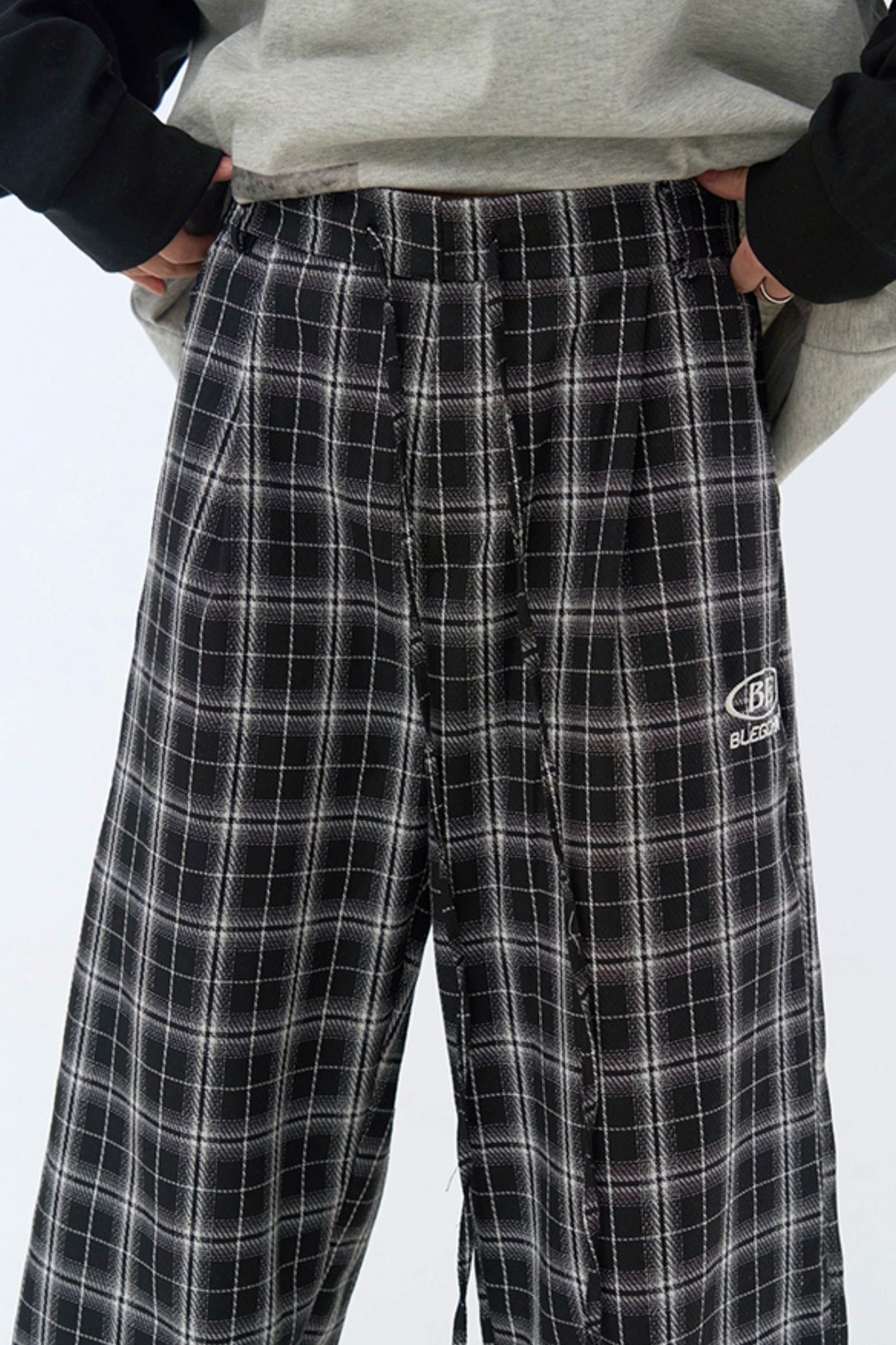 pants casual Checked wide-leg