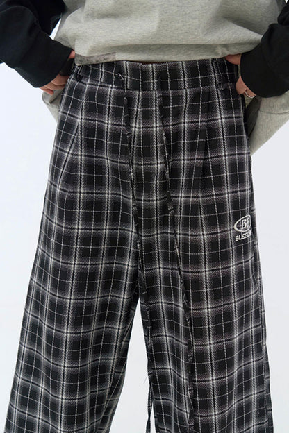 pants casual Checked wide-leg