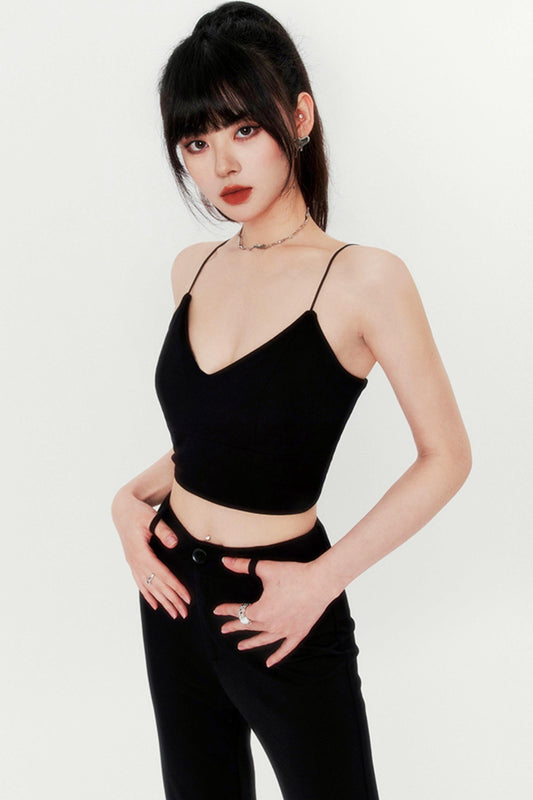 Vネックキャミソールリブソフト