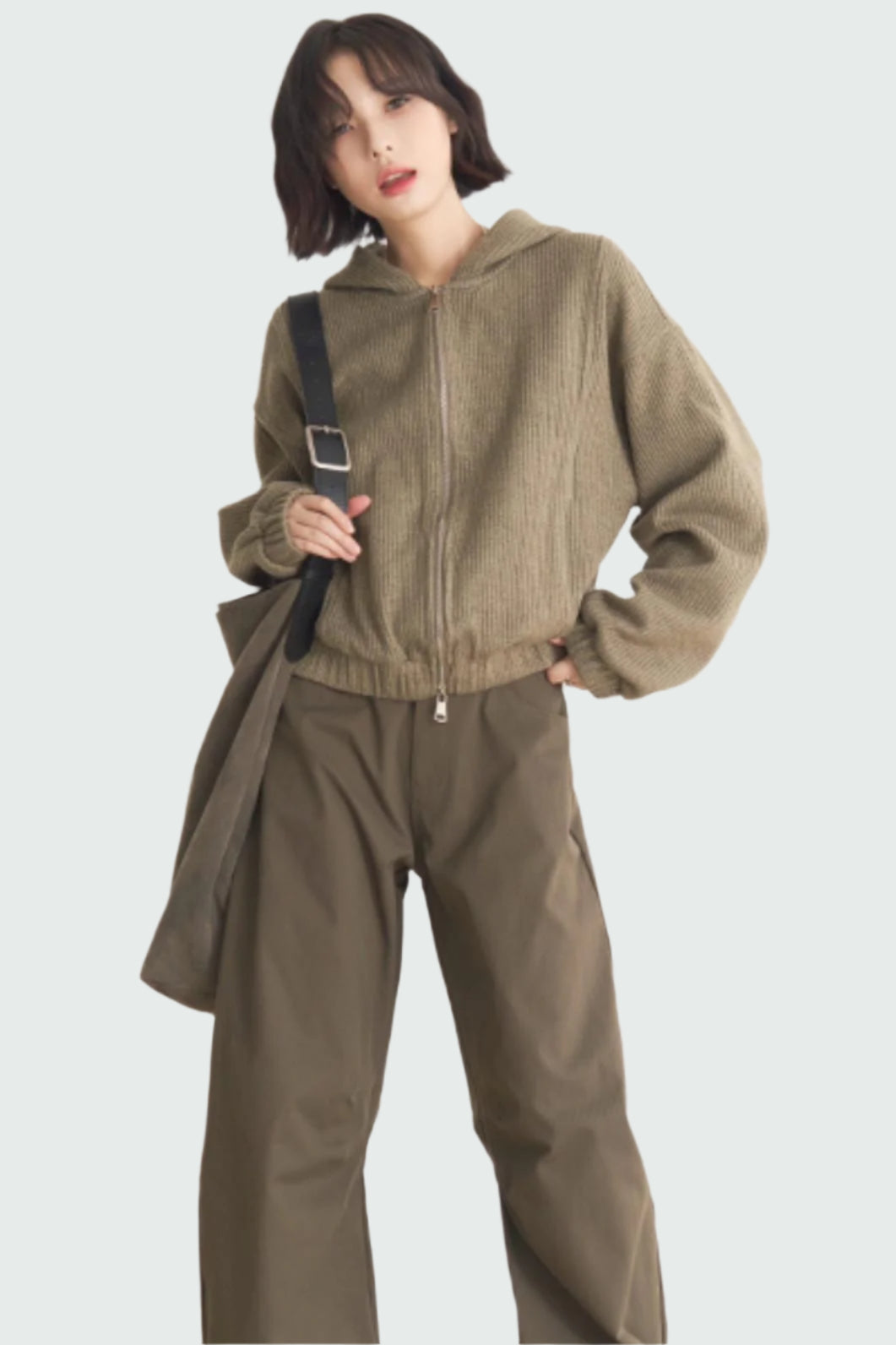 Jacket Gravity Solid Model Museum Versatile Short Spring/Autumn Color Women's Wool - Top Hooded