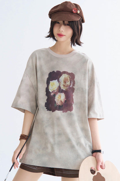 Rose T-Shirt Tie-Dye Print