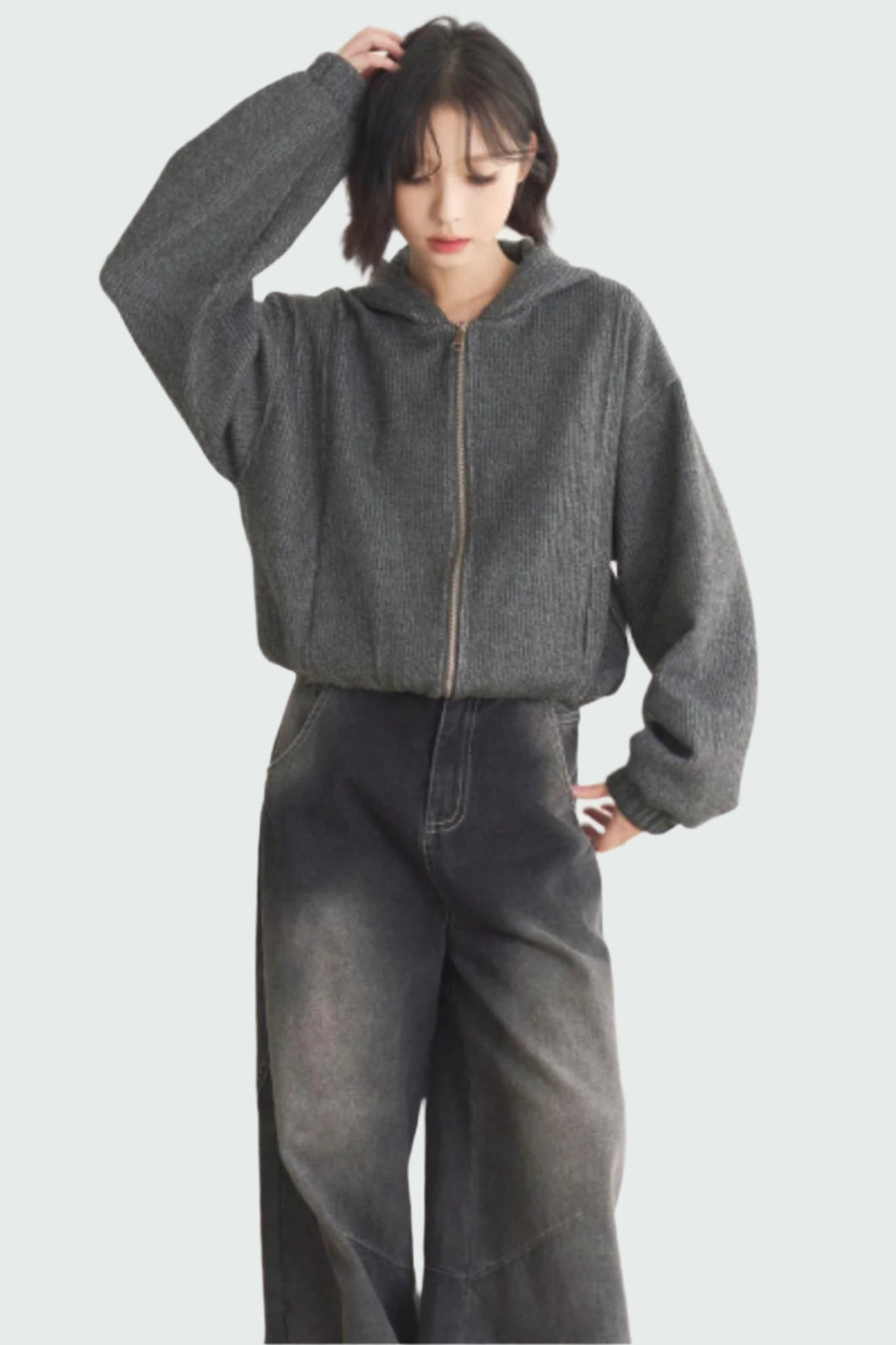 Jacket Gravity Solid Model Museum Versatile Short Spring/Autumn Color Women's Wool - Top Hooded