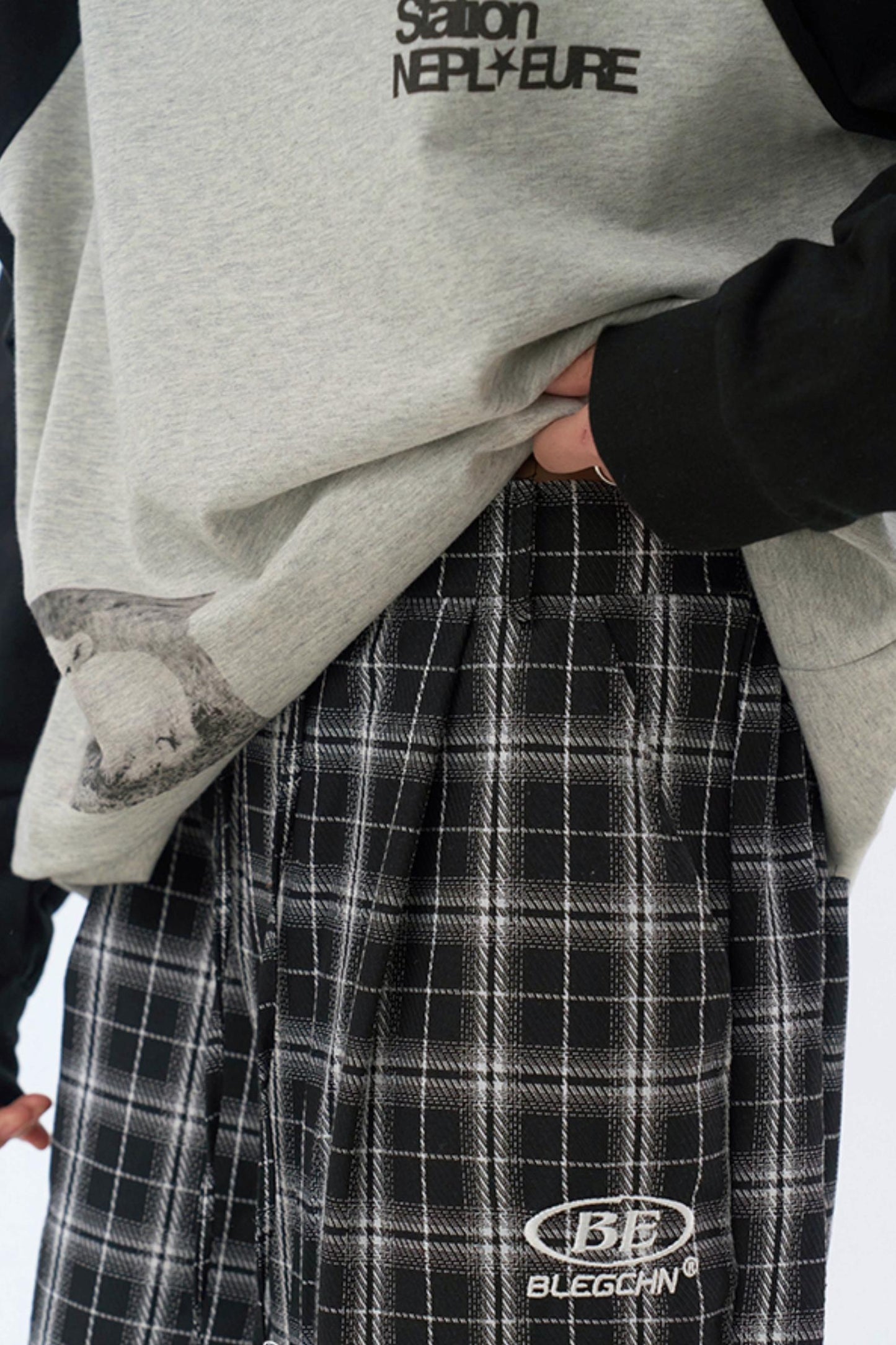 pants Checked wide-leg casual