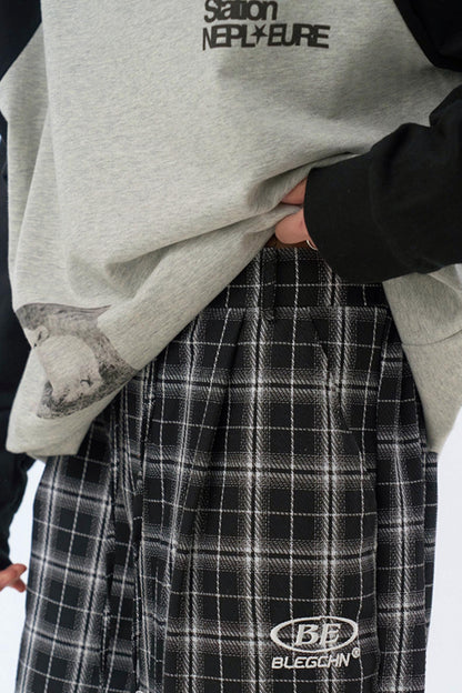 pants Checked wide-leg casual