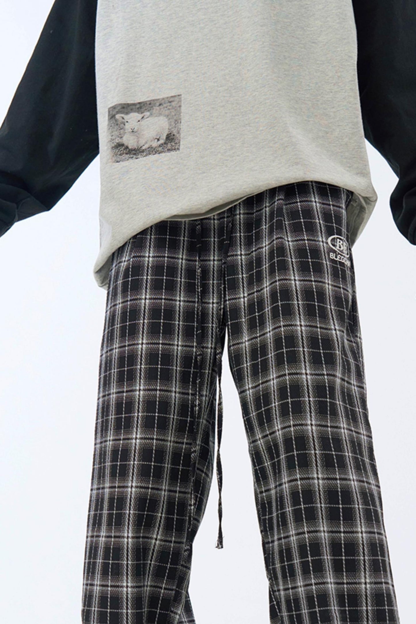 pants Checked wide-leg casual