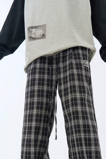 pants Checked wide-leg casual